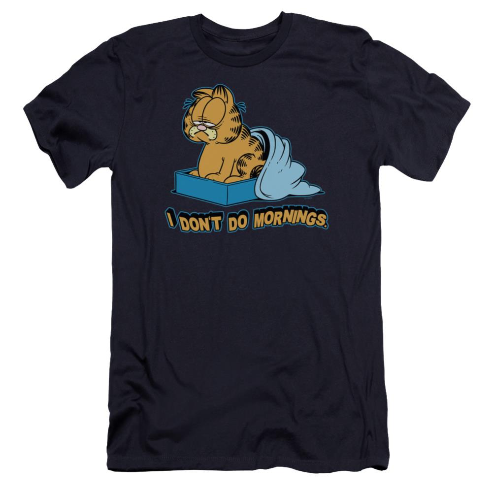 Garfield I Dont Do Mornings Men's Ultra-Soft 30/1 Cotton Slim Short-Sleeve T-Shirt