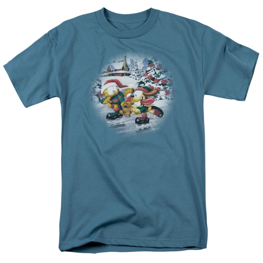 Garfield Ice Skating Men's 18/1 Cotton Short-Sleeve T-Shirt