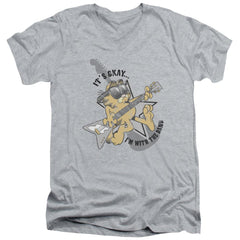 Garfield Im With The Band Men's 30/1 Cotton Slim V-Neck T-Shirt