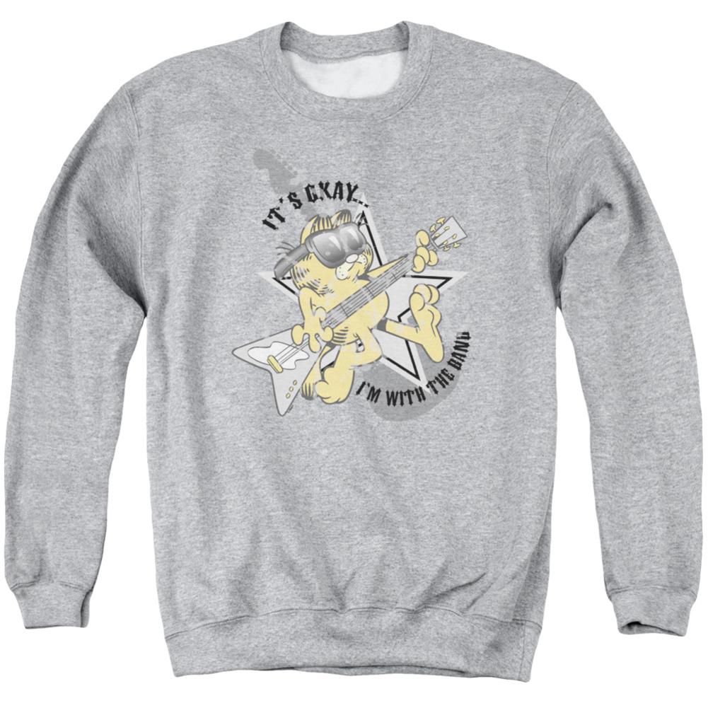 Garfield Im With The Band Men's Crewneck 50 50 Poly Long-Sleeve T-Shirt