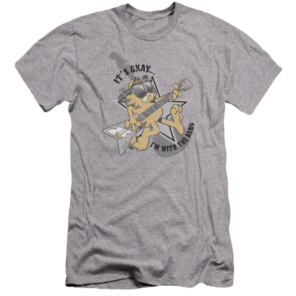 Garfield Im With The Band Men's Ultra-Soft 30/1 Cotton Slim Short-Sleeve T-Shirt