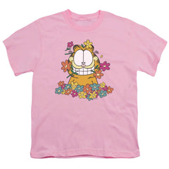 Garfield In The Garden Youth 18/1 100% Cotton Short-Sleeve T-Shirt