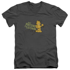Garfield Just Pretend Im Listening Men's 30/1 Cotton Slim V-Neck T-Shirt