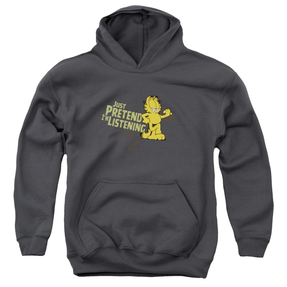 Garfield Just Pretend Im Listening Youth Cotton Poly Pull-Over Hoodie