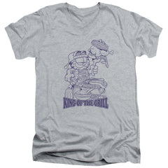 Garfield King Of The Grill Men's 30/1 Cotton Slim V-Neck T-Shirt