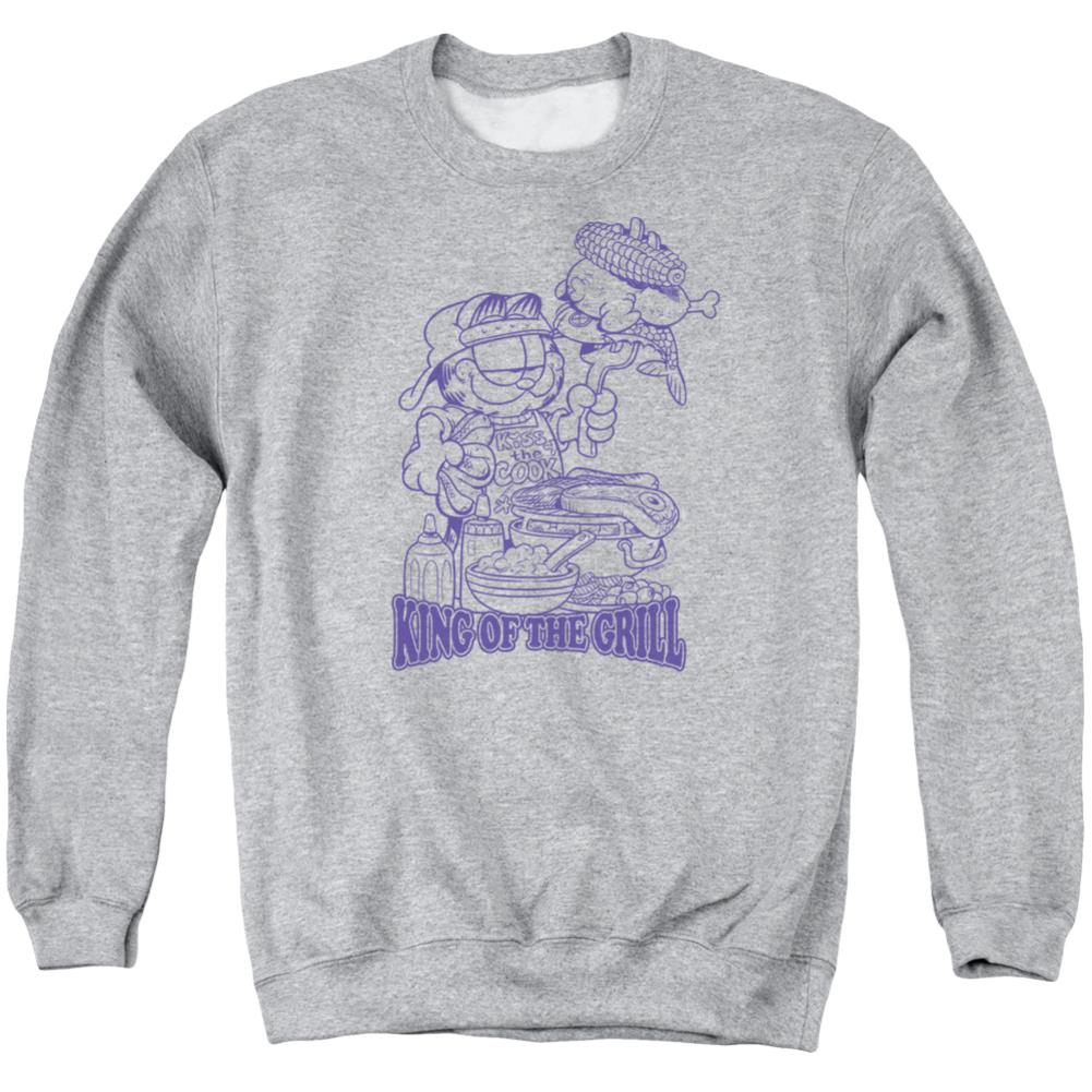 Garfield King Of The Grill Men's Crewneck 50 50 Poly Long-Sleeve T-Shirt