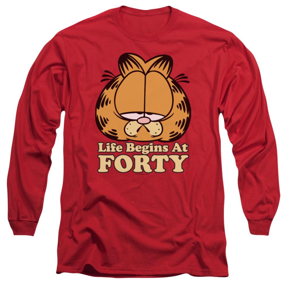 Garfield Life Begins At Forty Men's 18/1 Cotton Long-Sleeve T-Shirt