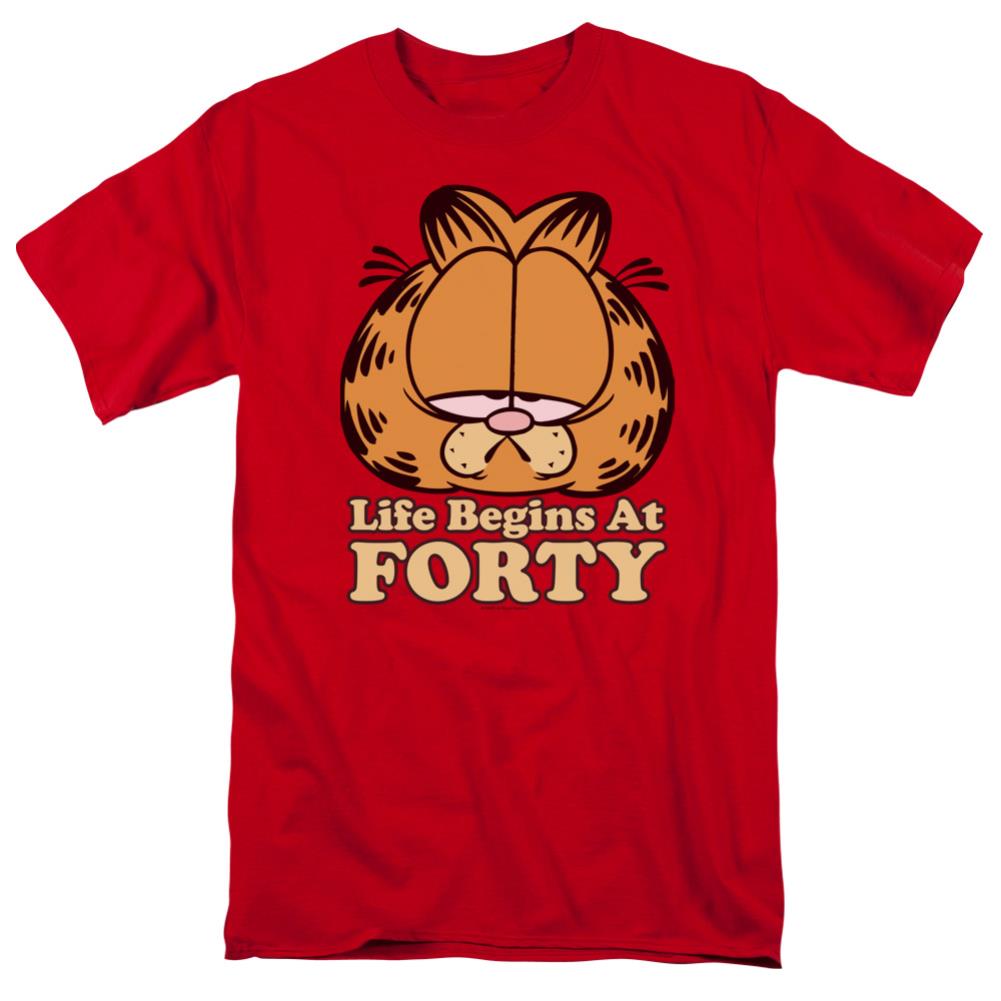 Garfield Life Begins At Forty Men's 18/1 Cotton Short-Sleeve T-Shirt