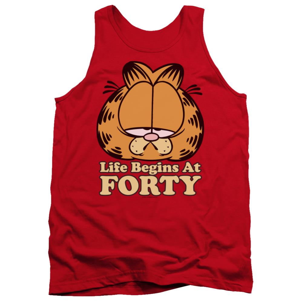 Garfield Life Begins At Forty Men's 18/1 Cotton Tank Top