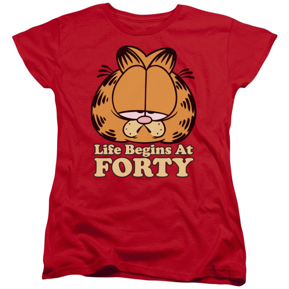 Garfield Life Begins At Forty Women's 18/1 Cotton Short-Sleeve T-Shirt