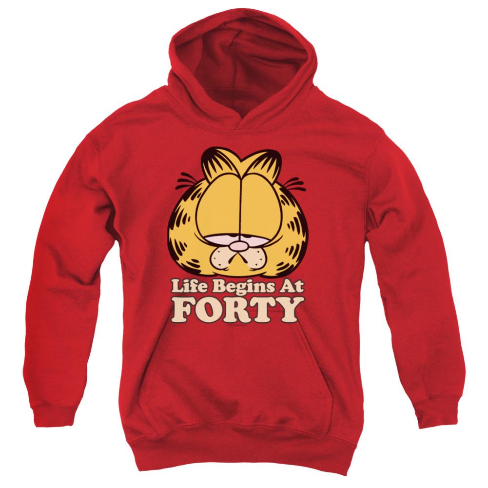 Garfield Life Begins At Forty Youth Cotton Poly Pull-Over Hoodie