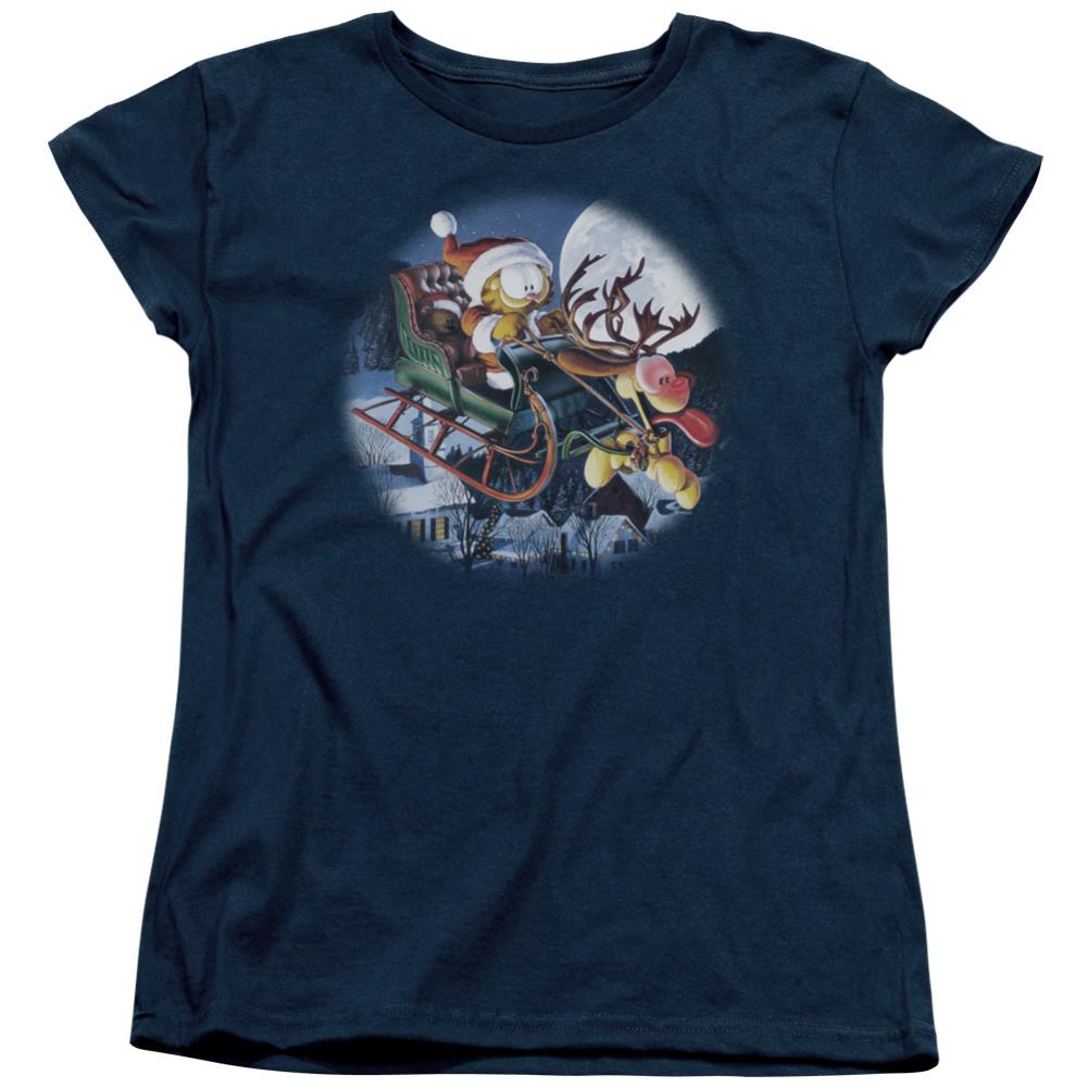 Garfield Moonlight Ride Women's 18/1 Cotton Short-Sleeve T-Shirt