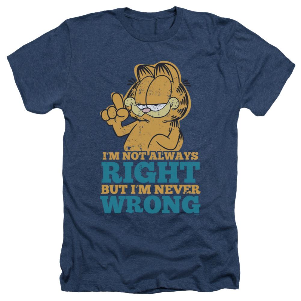 Garfield Never Wrong Men's 30/1 Heather 60 40 Poly Short-Sleeve T-Shirt