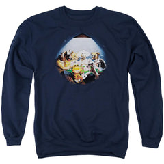 Garfield Playing With The Big Dogs Men's Crewneck 50 50 Poly Long-Sleeve T-Shirt