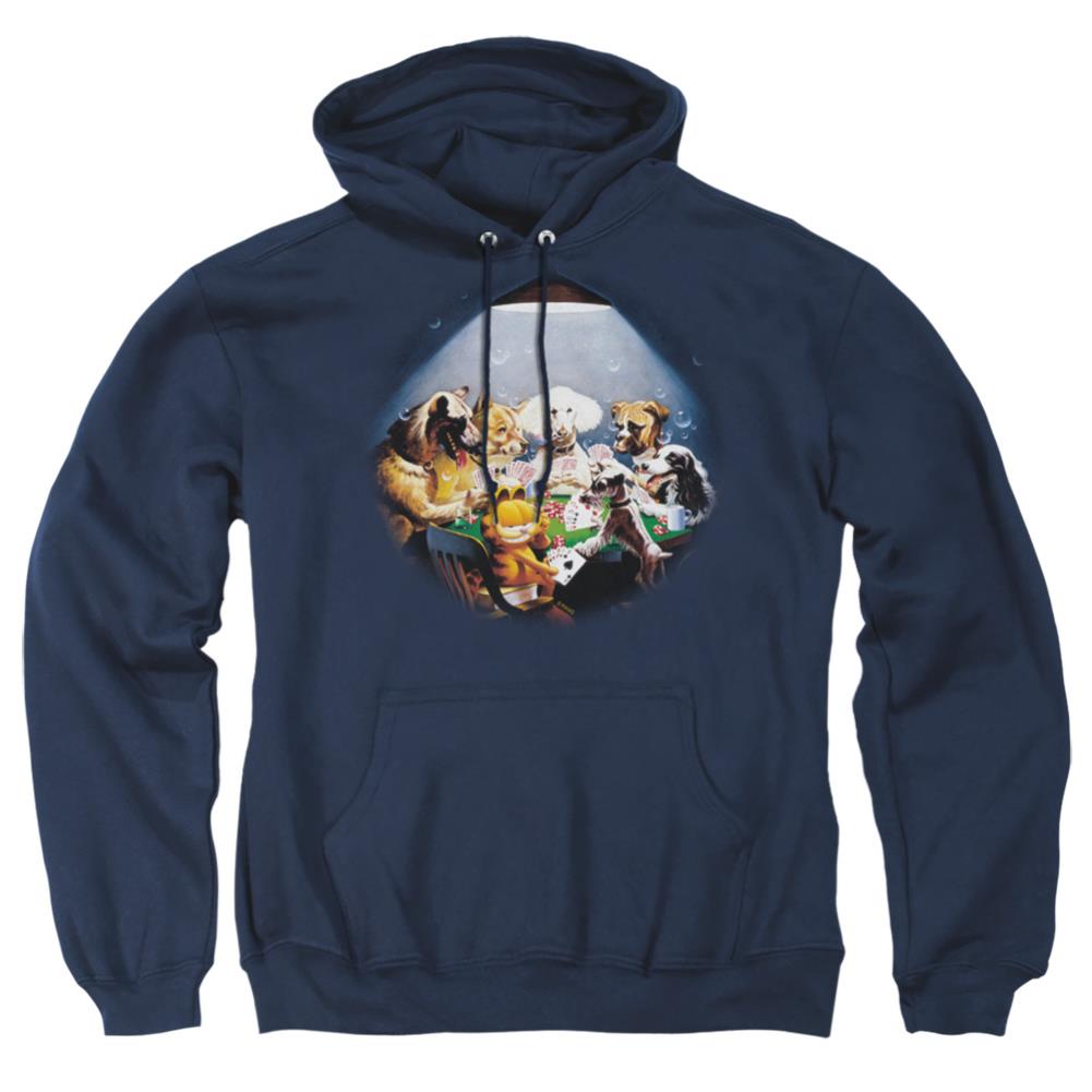 Garfield Playing With The Big Dogs Men's Pull-Over 75 25 Poly Hoodie