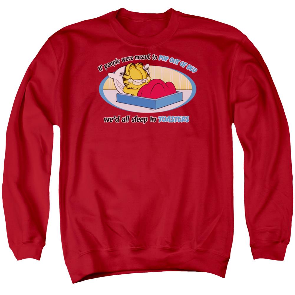 Garfield Pop Out Of Bed Men's Crewneck 50 50 Poly Long-Sleeve T-Shirt