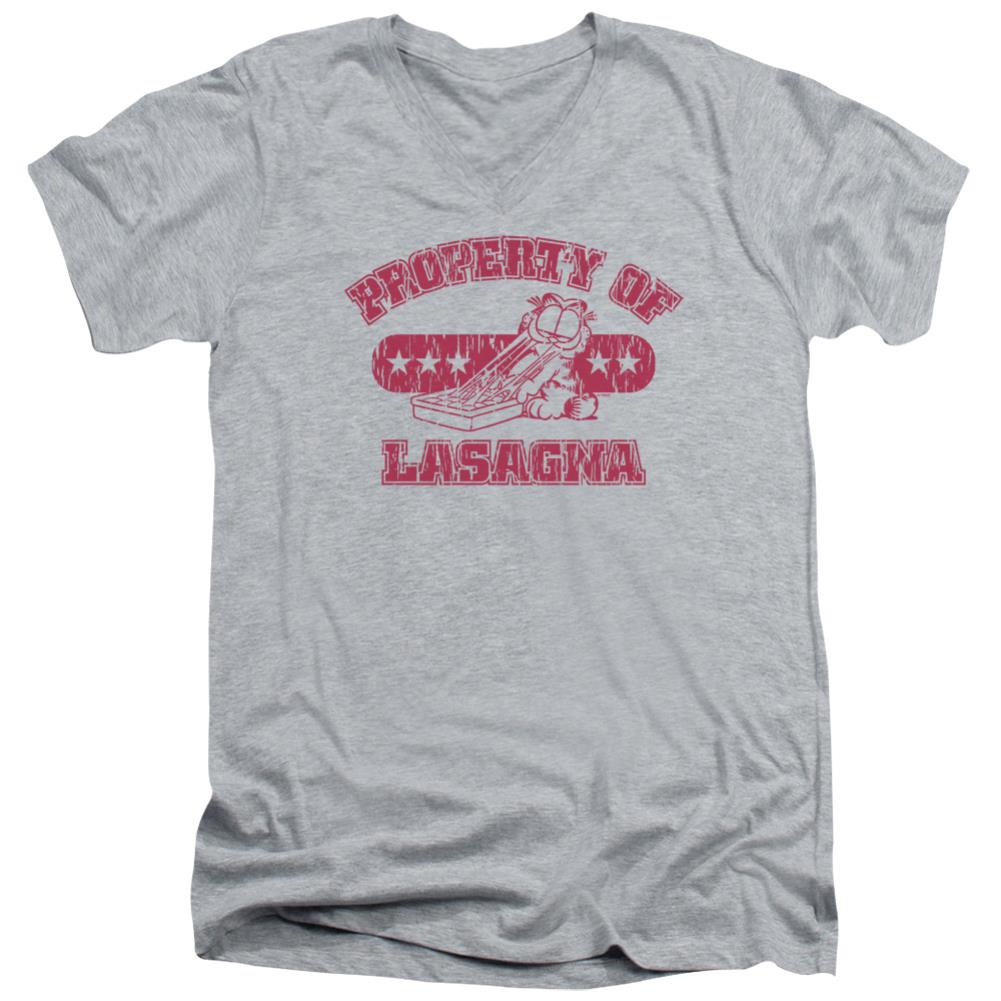 Garfield Property Of Lasagna Men's 30/1 Cotton Slim V-Neck T-Shirt