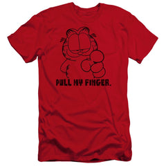 Garfield Pull My Finger Men's Ultra-Soft 30/1 Cotton Slim Short-Sleeve T-Shirt