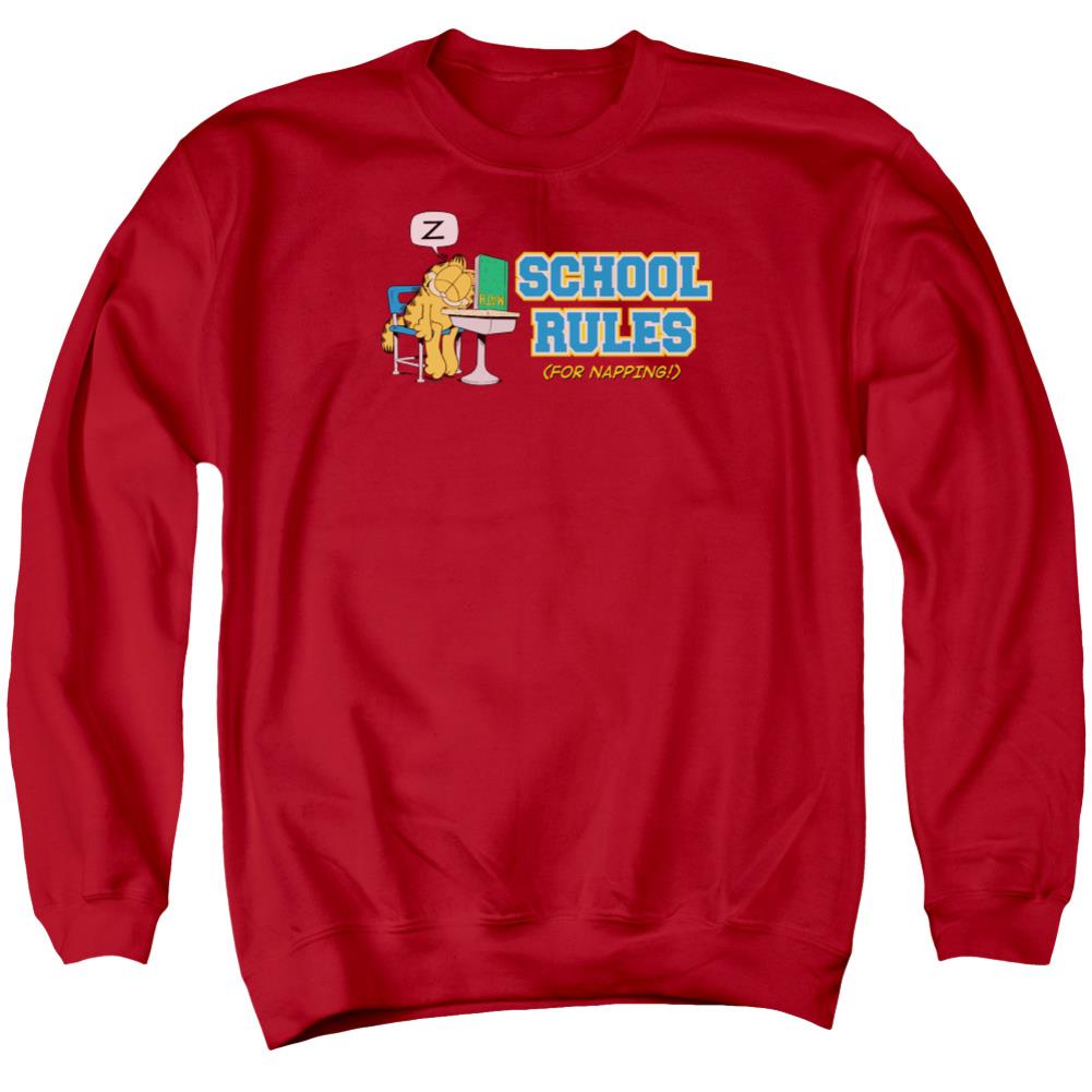 Garfield School Rules Men's Crewneck 50 50 Poly Long-Sleeve T-Shirt