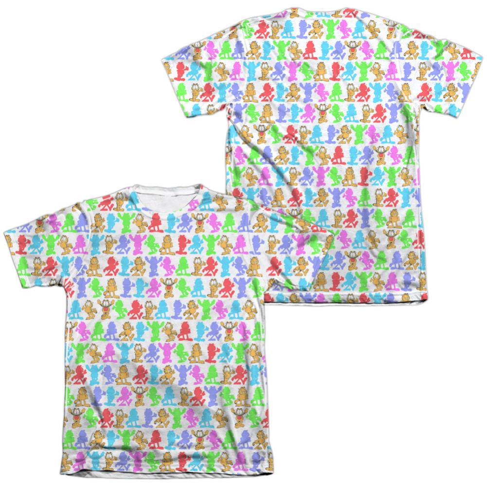 Garfield Silhouettes (Front/Back Print) Men's Regular Fit Poly Cotton Short-Sleeve T-Shirt