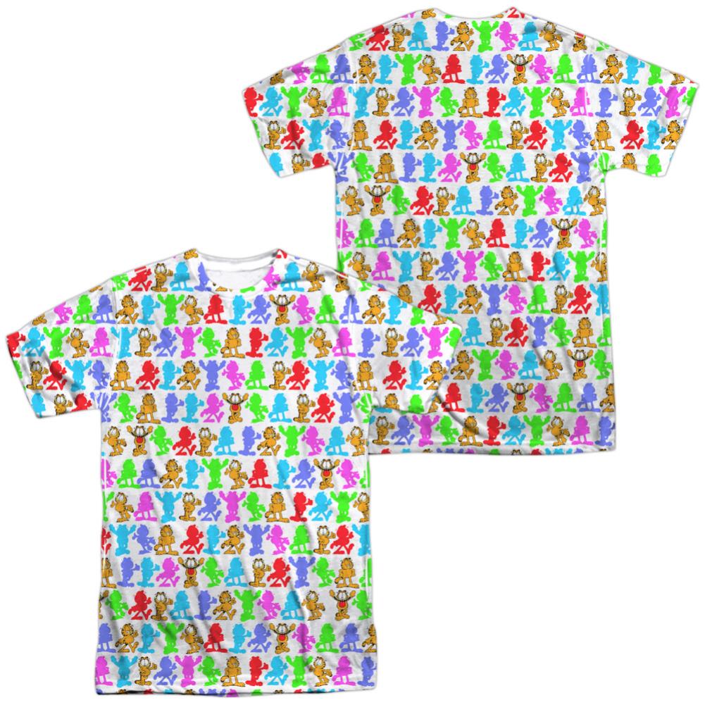 Garfield Silhouettes (Front/Back Print) Men's Regular Fit Polyester Short-Sleeve T-Shirt