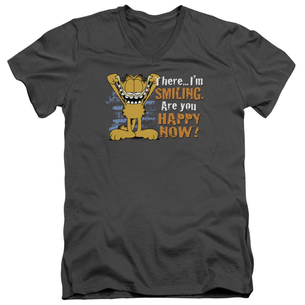Garfield Smiling Men's 30/1 Cotton Slim V-Neck T-Shirt
