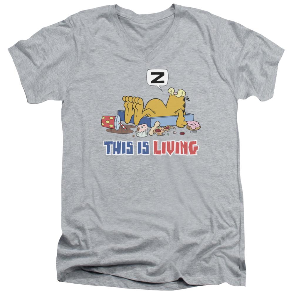 Garfield This Is Living Men's 30/1 Cotton Slim V-Neck T-Shirt