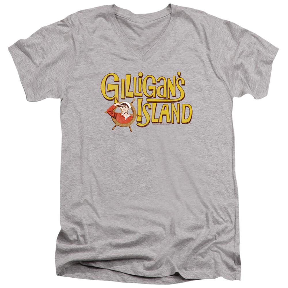 Gilligan's Island Gilligan's Logo Men's 30/1 Cotton Slim V-Neck T-Shirt