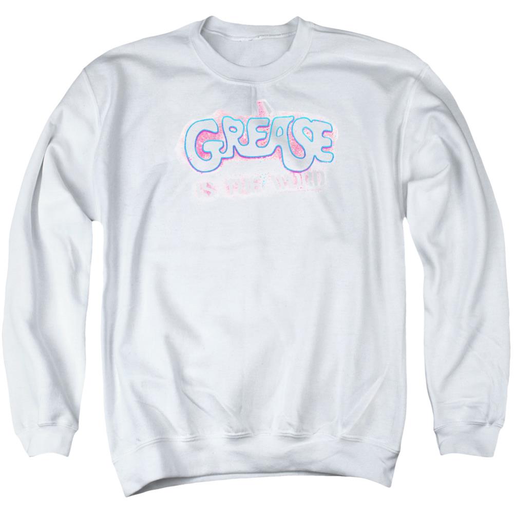 Grease Grease Is The Word Men's Crewneck 50 50 Poly Long-Sleeve T-Shirt