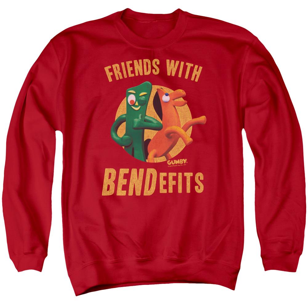 Gumby Bendefits Men's Crewneck 50 50 Poly Long-Sleeve T-Shirt
