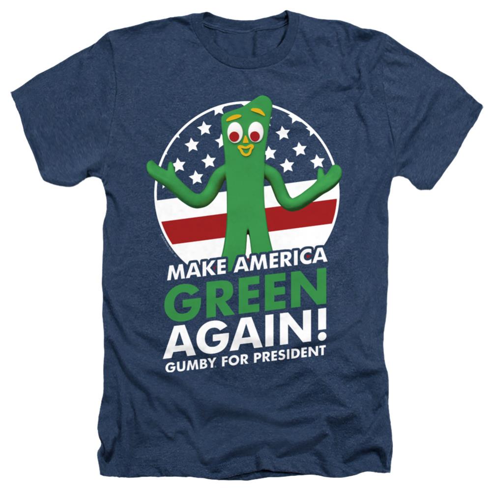 Gumby For President Men's 30/1 Heather 60 40 Poly Short-Sleeve T-Shirt
