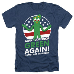 Gumby For President Men's 30/1 Heather 60 40 Poly Short-Sleeve T-Shirt