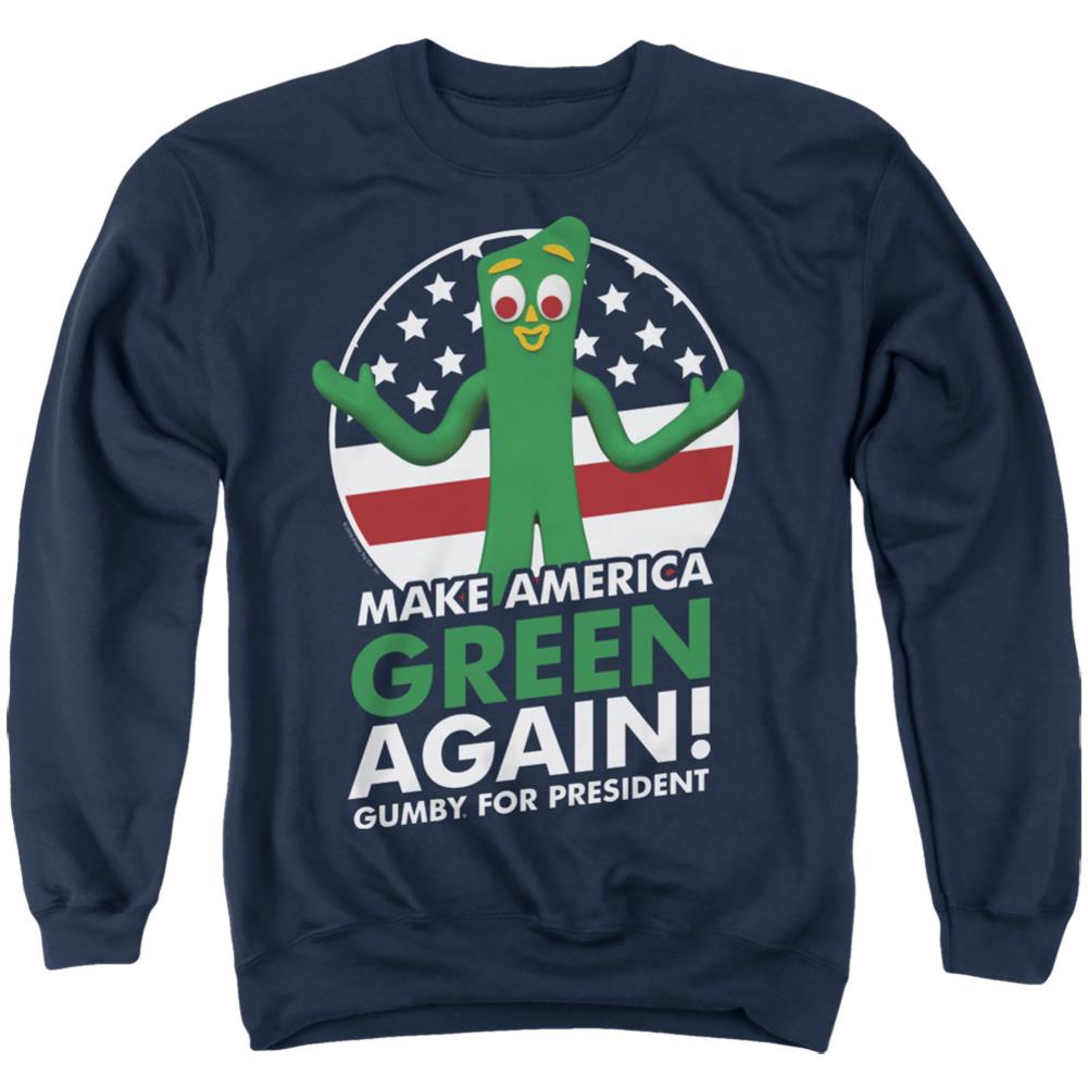 Gumby For President Men's Crewneck 50 50 Poly Long-Sleeve T-Shirt