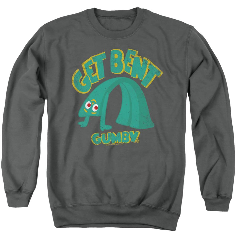 Gumby Get Bent Men's Crewneck 50 50 Poly Long-Sleeve T-Shirt
