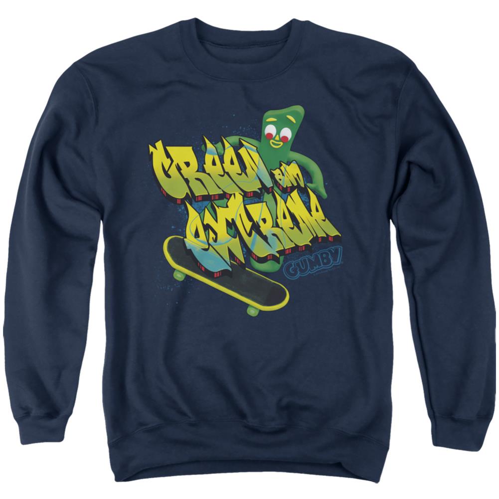 Gumby Green And Extreme Men's Crewneck 50 50 Poly Long-Sleeve T-Shirt