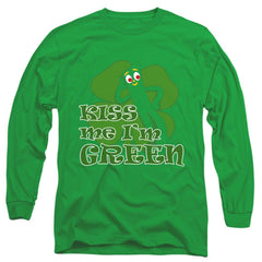 Gumby Kiss Me Im Green Men's 18/1 Cotton Long-Sleeve T-Shirt