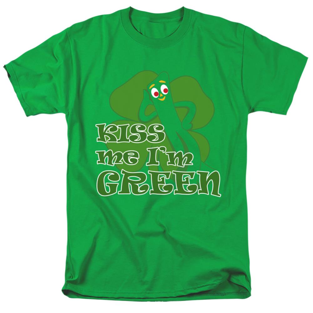 Gumby Kiss Me Im Green Men's 18/1 Cotton Short-Sleeve T-Shirt