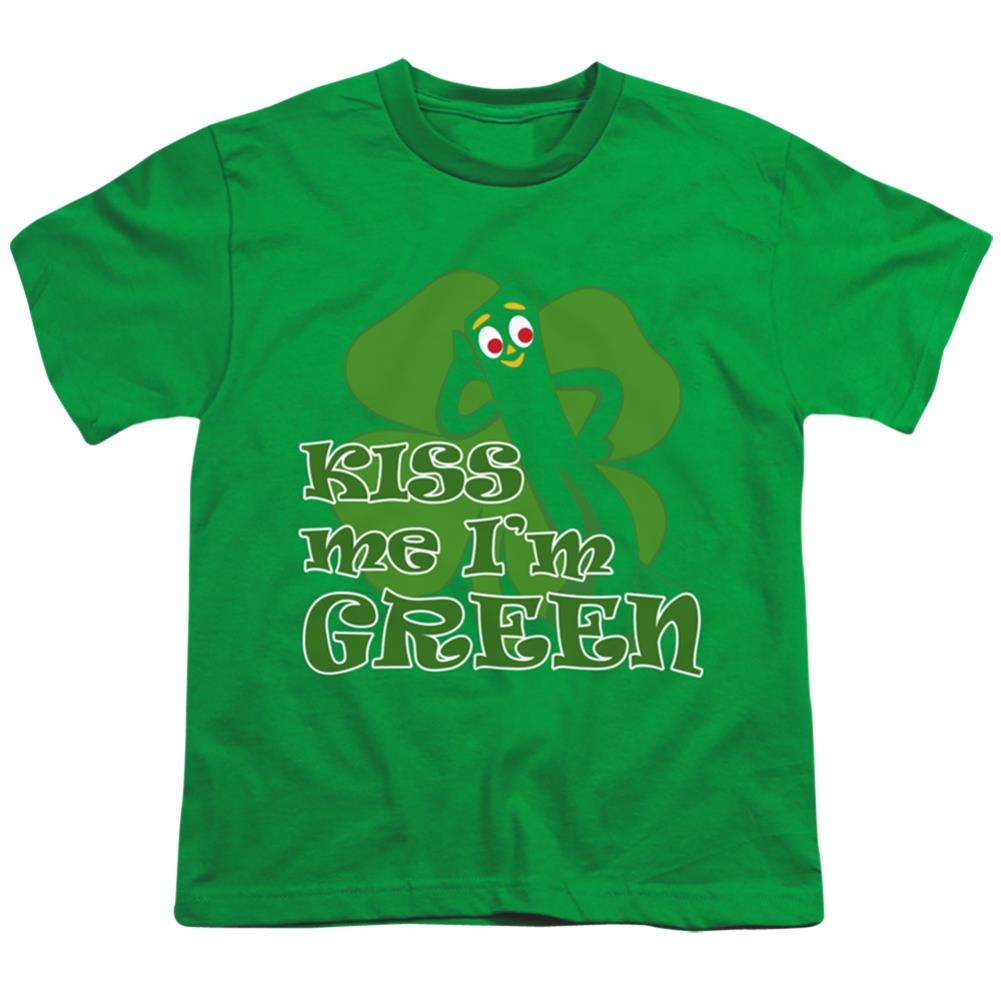 Gumby Kiss Me Im Green Youth 18/1 100% Cotton Short-Sleeve T-Shirt
