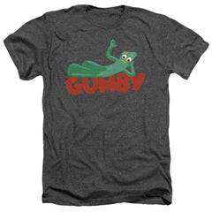 Gumby On Logo Men's 30/1 Heather 60 40 Poly Short-Sleeve T-Shirt