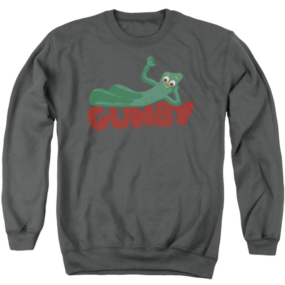 Gumby On Logo Men's Crewneck 50 50 Poly Long-Sleeve T-Shirt