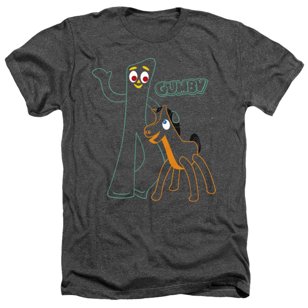 Gumby Outlines Men's 30/1 Heather 60 40 Poly Short-Sleeve T-Shirt
