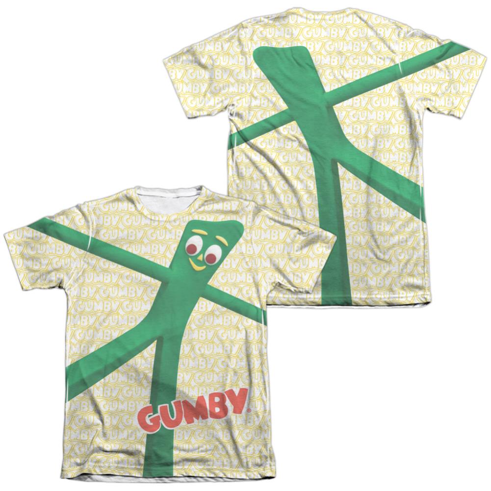 Gumby Stretched (Front/Back Print) Men's Regular Fit Poly Cotton Short-Sleeve T-Shirt