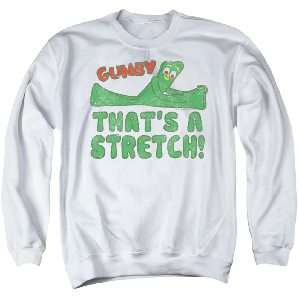 Gumby That's A Stretch Men's Crewneck 50 50 Poly Long-Sleeve T-Shirt