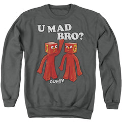 Gumby U Mad Bro Men's Crewneck 50 50 Poly Long-Sleeve T-Shirt