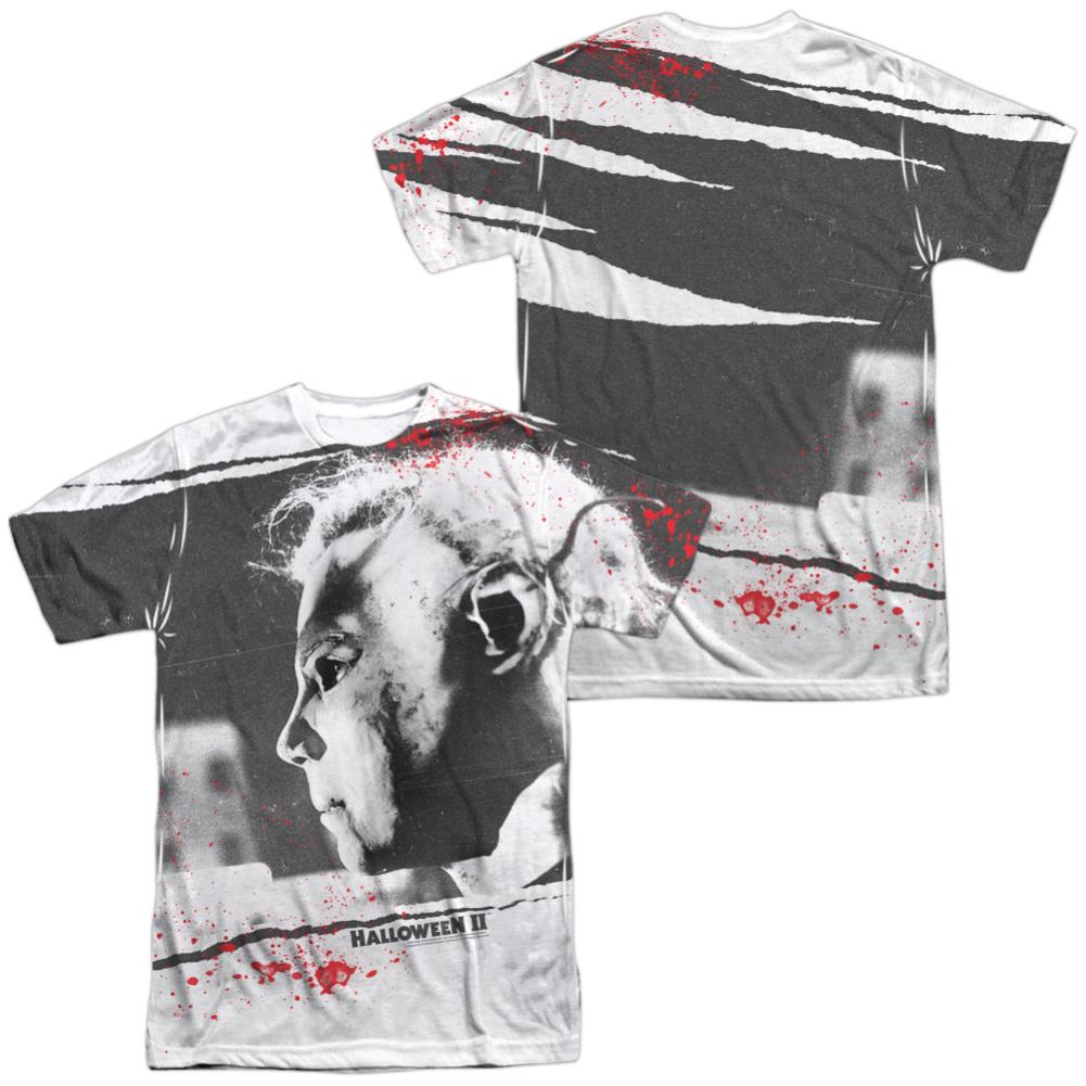 Halloween II Myers Mask (Front/Back Print) Men's Regular Fit Polyester Short-Sleeve T-Shirt