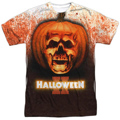Halloween II Pumpkin Skull Men's Regular Fit Polyester Short-Sleeve T-Shirt