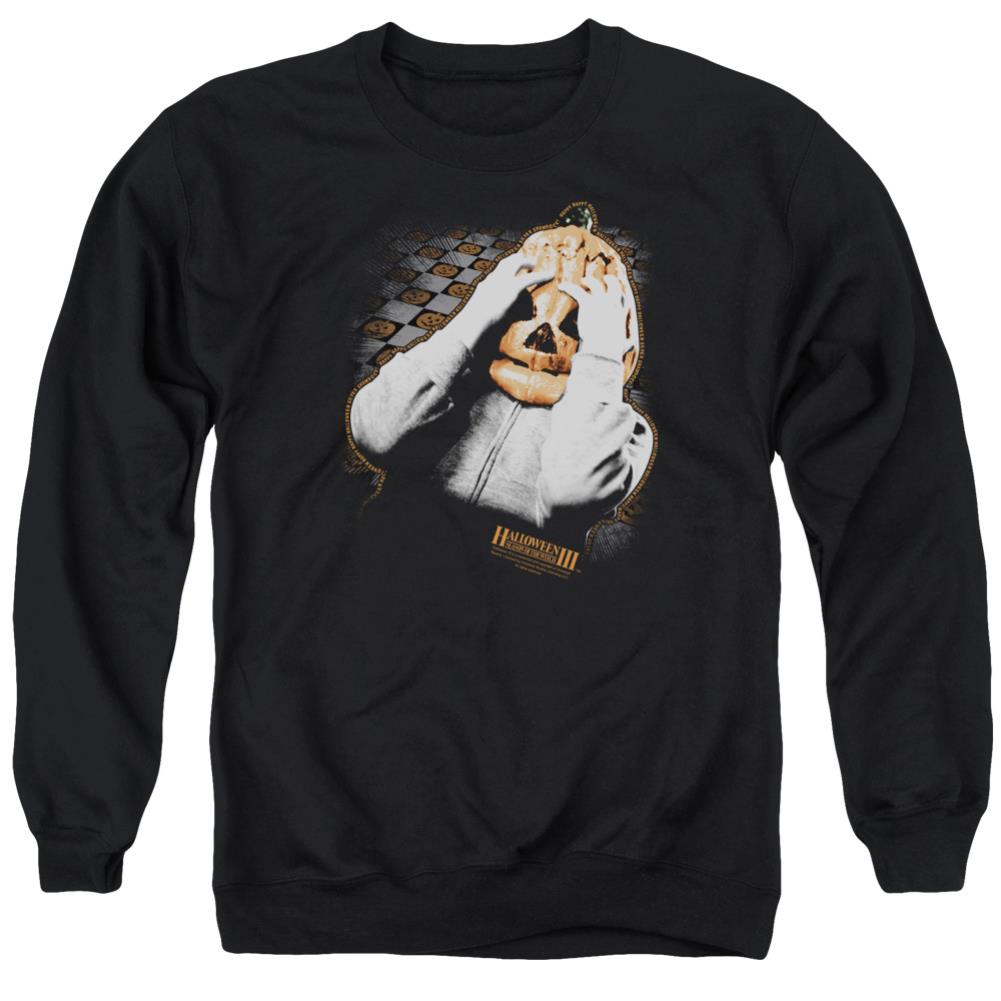Halloween III Pumpkin Mask Men's Crewneck 50 50 Poly Long-Sleeve T-Shirt