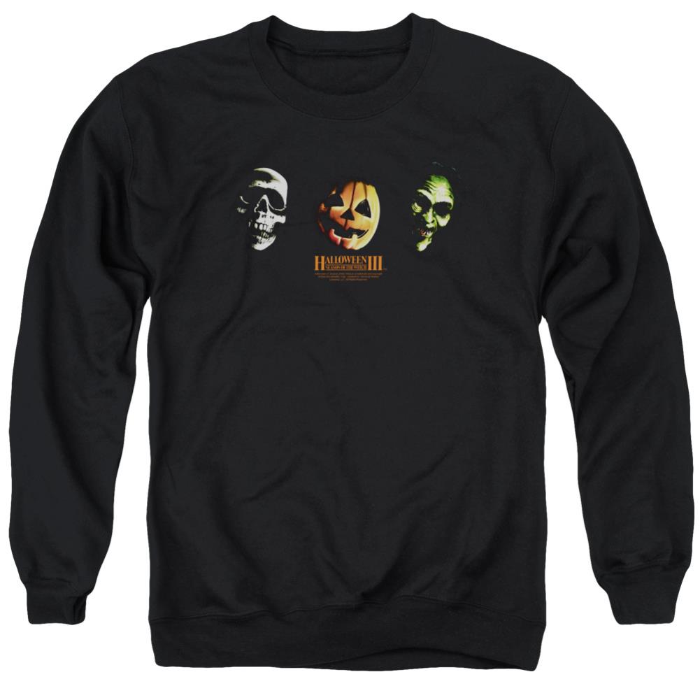 Halloween III Three Masks Men's Crewneck 50 50 Poly Long-Sleeve T-Shirt