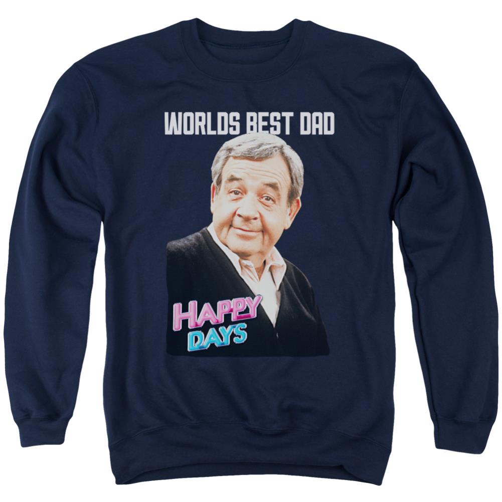 Happy Days Best Dad Men's Crewneck 50 50 Poly Long-Sleeve T-Shirt