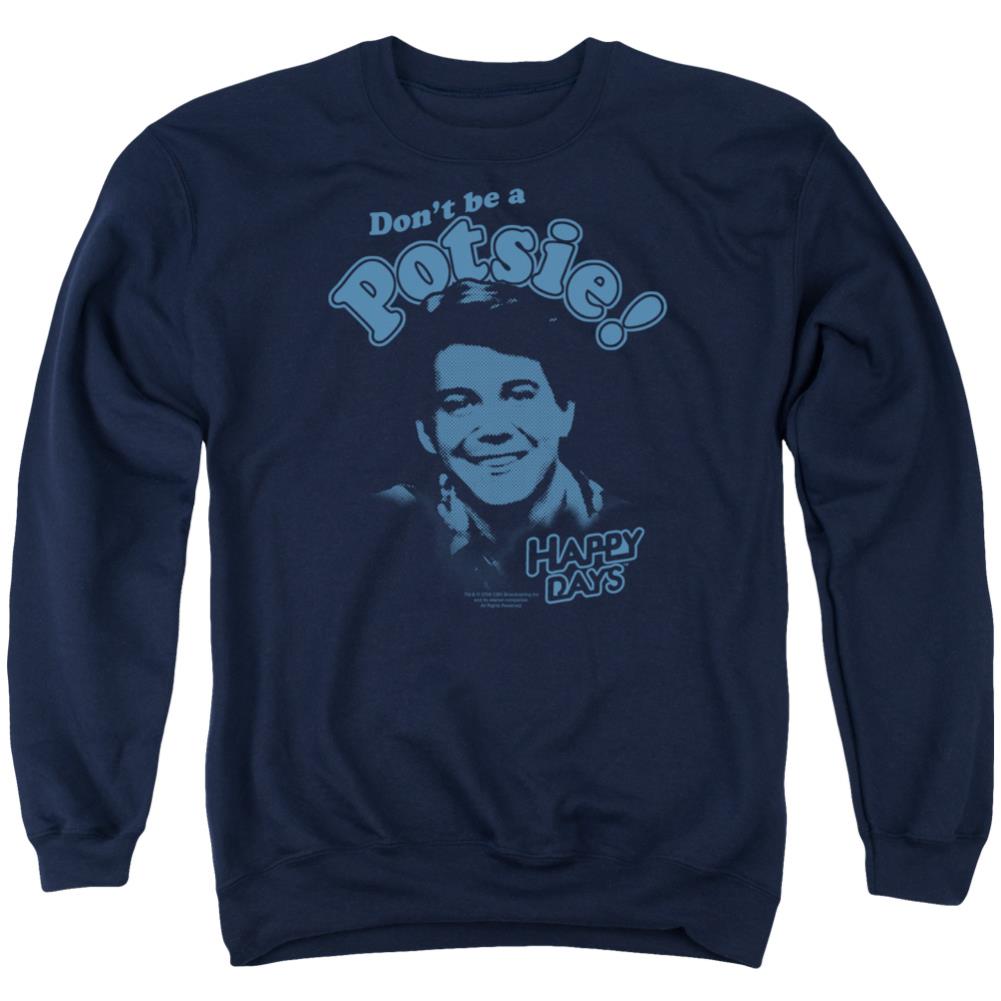 Happy Days Dont Be A Potsie Men's Crewneck 50 50 Poly Long-Sleeve T-Shirt